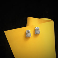 Load image into Gallery viewer, OLLUU Silver Pineapple Stud Earrings jewelry, sterling silver, earrings, cubic zirconia, rhodium-coated, bug-shaped, authentic, 925 stamped, non-allergic, high-quality, unique design, fashion accessories, women’s jewelry, statement earrings, fine silver, trendy, elegant, gift idea, handcrafted.