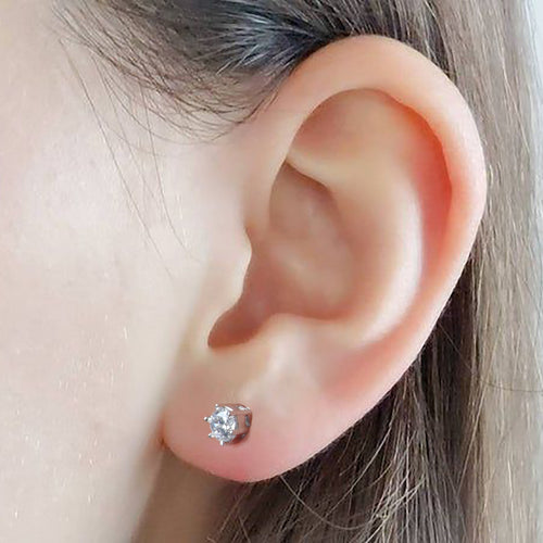 Luxury Sterling Silver Clear Stone Stud Earrings By OLLUU