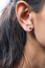 Load image into Gallery viewer, Make a Statement with OLLUU Silver Solitaire Round Diamond Studs | Sterling Silver CZ Earrings