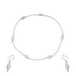 Load image into Gallery viewer, OLLUU Silver Leafy Chain Necklace Set