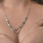 Load and play video in Gallery viewer, OLLUU Silver Contemporary Layered Necklace
