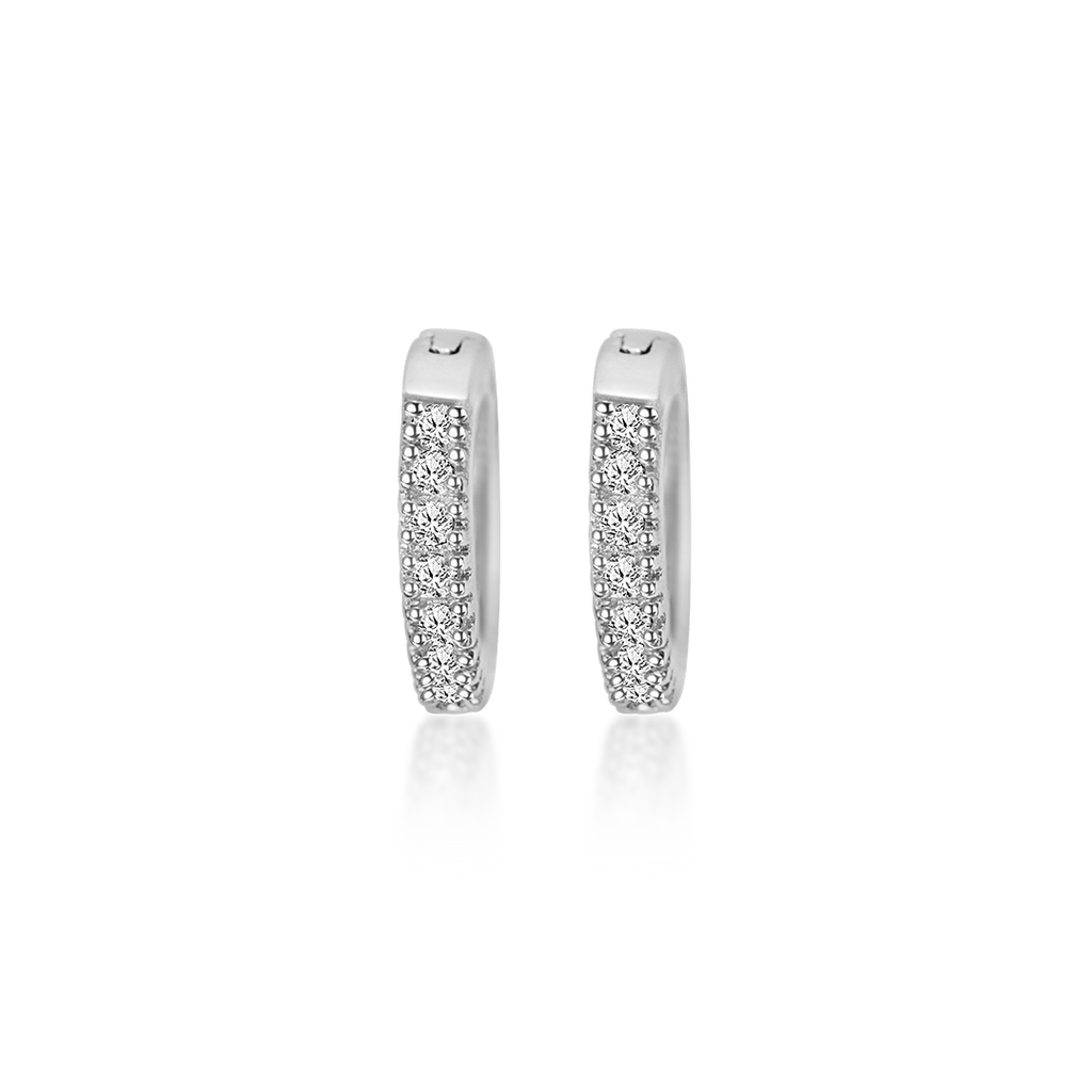 Silver Huggie Hoop Earrings, Sterling Silver Diamonds, Bali Earrings Design, Multi-Diamond Earrings, Cubic Zirconia Jewelry, Rhodium Coated Silver, Non-Allergenic Earrings, 925 Stamped Jewelry, Authentic Silver Earrings, High-Quality Cubic Zirconia, Elegant Hoop Earrings, Glamorous Jewelry, Women's Fashion Earrings, Statement Earrings, Sparkling Diamond Earrings, Luxury Silver Accessories, Designer Jewelry Collection, Unique Bali Design, Gift Ideas for Her, OLLUU Earrings Collection,