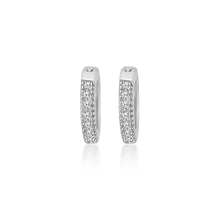 Load image into Gallery viewer, Silver Huggie Hoop Earrings, Sterling Silver Diamonds, Bali Earrings Design, Multi-Diamond Earrings, Cubic Zirconia Jewelry, Rhodium Coated Silver, Non-Allergenic Earrings, 925 Stamped Jewelry, Authentic Silver Earrings, High-Quality Cubic Zirconia, Elegant Hoop Earrings, Glamorous Jewelry, Women&#39;s Fashion Earrings, Statement Earrings, Sparkling Diamond Earrings, Luxury Silver Accessories, Designer Jewelry Collection, Unique Bali Design, Gift Ideas for Her, OLLUU Earrings Collection,