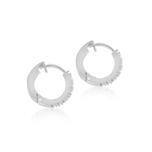 Load image into Gallery viewer, Silver Huggie Hoop Earrings, Sterling Silver Diamonds, Bali Earrings Design, Multi-Diamond Earrings, Cubic Zirconia Jewelry, Rhodium Coated Silver, Non-Allergenic Earrings, 925 Stamped Jewelry, Authentic Silver Earrings, High-Quality Cubic Zirconia, Elegant Hoop Earrings, Glamorous Jewelry, Women&#39;s Fashion Earrings, Statement Earrings, Sparkling Diamond Earrings, Luxury Silver Accessories, Designer Jewelry Collection, Unique Bali Design, Gift Ideas for Her, OLLUU Earrings Collection,