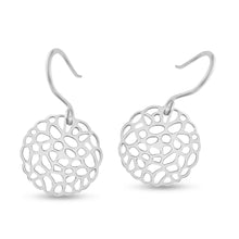 Load image into Gallery viewer, Silver drop earrings, Circle dangle earrings, Sterling silver jewelry, Rhodium coated earrings, Hypoallergenic earrings, Non-allergic earrings, 925 stamped earrings, Authentic silver jewelry, E-coated silver earrings, Hard circle earrings, Statement earrings, Fashion earrings, Women&#39;s jewelry, Elegant accessories, Designer earrings, Stylish dangle earrings, High-quality earrings, Jewelry warranty, Fashion accessories, Timeless silver earrings,