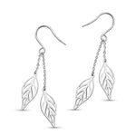 Load image into Gallery viewer, Silver Leaf Dangle Drop Earrings