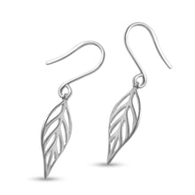 Load image into Gallery viewer, Silver Tone Earrings, Leaf Drop Earrings, Authentic 925 Stamped, Sterling Silver Jewelry, OLLUU Earrings, Women&#39;s Fashion Accessories, Statement Earrings, Elegant Silver Jewelry, Premium Quality Earrings, Stylish Leaf Design, Timeless Elegance, Fashionable Accessories, Designer Jewelry, Unique Silver Earrings, Warranty Included, Non-Allergenic Materials, Gift Ideas for Her, Trendy Jewelry, Elegant Leaf Design, High-Quality Craftsmanship,