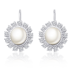 Load image into Gallery viewer, Pearl Diamond Silver Earrings
