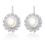 Load image into Gallery viewer, Pearl Diamond Silver Earrings
