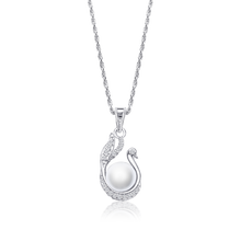 Load image into Gallery viewer, peacock shaped silver necklace, silver chain with pendant