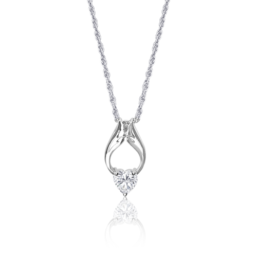 Silver Heart Necklace, Diamond Pendant Jewelry, Adjustable Rope Chain, CZ Sterling Silver Necklace, Elegant Heart Necklace, High-Quality Cubic Zirconia, Rhodium-Coated Necklace, Non-Allergenic Jewelry, 925 Stamped Necklace, Authentic Silver Pendant, Heart-Shaped Necklace, Sophisticated Jewelry, Women's Fashion Necklace, Premium Sterling Silver, Statement Necklace, Timeless Elegance Jewelry, Fashionable Heart Pendant, Luxury CZ Necklace, Gift Ideas for Her, OLLUU Necklace Collection,