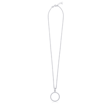 Load image into Gallery viewer, jewelry silver necklace online Sterling silver jewelry, Cubic zirconia necklace, Crystal circle pendant, Diamond earrings set, Rhodium-coated jewelry, Hypoallergenic necklace, 925 stamped jewelry, Elegant jewelry set, Luxury necklace and earrings, Non-allergic jewelry, Top-quality cubic zirconia, Authentic silver necklace, Dazzling pendant and earrings, Spring lobster lock necklace, High-quality craftsmanship,