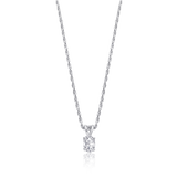 Elevate Your Look: OLLUU Silver Oval Diamond Pendant Necklace | Cubic Zirconia Sparkle
