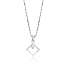 Load image into Gallery viewer, Silver Necklace, Square Pendant, Sterling Silver Jewelry, CZ Necklace, Diamond Pendant, Elegant Necklace, Adjustable Chain, High-Quality Cubic Zirconia, Rhodium-Coated Jewelry, Non-Allergenic Necklace, 925 Stamped Necklace, Authentic Silver Jewelry, Classic Glamour, Timeless Elegance, Stylish Necklace, Versatile Jewelry, Exquisite Craftsmanship, Women&#39;s Fashion Accessories, Luxury Necklace, Gift Ideas for Her,