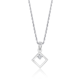 Discover Classic Glamour: OLLUU Silver Square Cut Necklace | High-Quality CZ Pendant
