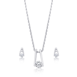 OLLUU Silver Stairway Hanging Necklace Set