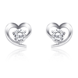 Radiate Love and Elegance: OLLUU Silver Love Heart Earrings Sterling Silver Diamond Jewelry