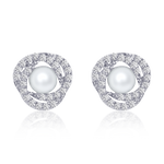 Load image into Gallery viewer, silver pearl stud earrings 
