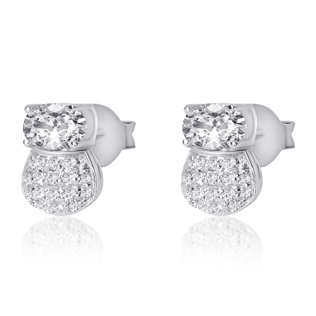 OLLUU Silver Pineapple Stud Earrings