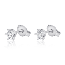Load image into Gallery viewer, Silver Diamond Studs, Swirling Diamond Earrings, Sterling Silver Jewelry, Cubic Zirconia Earrings, OLLUU Earrings, Rhodium Coated Silver, High-Quality CZ Earrings, Solitaire Diamond Studs, Authentic Silver Earrings, Non-Allergenic Earrings, 925 Stamped Jewelry, Sparkling Silver Studs, Elegant Diamond Accessories, Premium Silver Jewelry, Women&#39;s Fashion Earrings, Statement Diamond Earrings, Luxury Silver Accessories, Timeless Elegance Jewelry, Gift Ideas for Her, Designer CZ Studs,