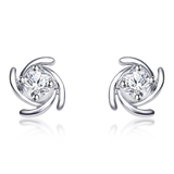 Illuminate Your Look: OLLUU Cyclone Stud Earrings Sterling Silver & CZ Brilliance