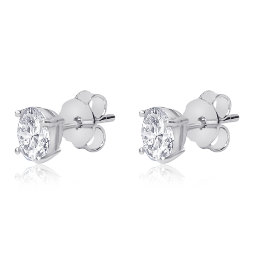 Oval Diamond Premium Zircon Stud Earrings displayed on a white background