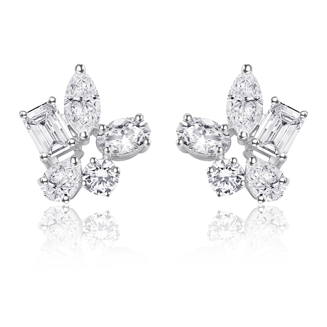silver diamond stud earrings