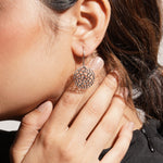 Load image into Gallery viewer, OLLUU Silver Hard Circle Drop Earrings
