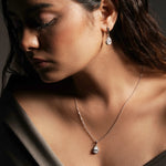 Load image into Gallery viewer, OLLUU Silver Tear Drop Necklace Set
