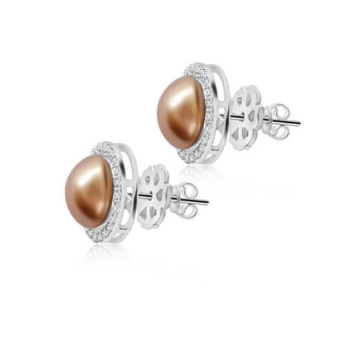 Silver Pearl Earrings, Diamond Jewelry, Sterling Silver Accessories, Cubic Zirconia Earrings, Rhodium-Coated Jewelry, Hypoallergenic Earrings, Brown Pearl Earrings, Authentic 925 Stamped Jewelry, Luxury Pearl Accessories, Elegant Silver Earrings, Fine Jewelry Collection, Statement Earrings, Women's Fashion Accessories, High-Quality Jewelry, Designer Pearl Earrings, Diamond-Encrusted Earrings, Stylish Silver Earrings, Fashionable Pearl Jewelry, Unique Silver Accessories, Exclusive OLLUU Designs,