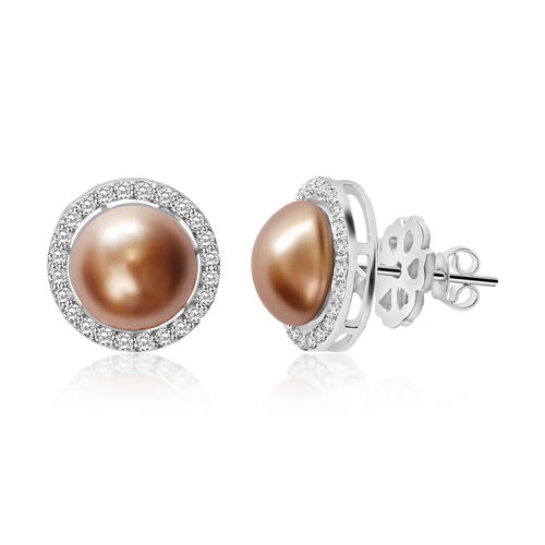 Silver Pearl Earrings, Diamond Jewelry, Sterling Silver Accessories, Cubic Zirconia Earrings, Rhodium-Coated Jewelry, Hypoallergenic Earrings, Brown Pearl Earrings, Authentic 925 Stamped Jewelry, Luxury Pearl Accessories, Elegant Silver Earrings, Fine Jewelry Collection, Statement Earrings, Women's Fashion Accessories, High-Quality Jewelry, Designer Pearl Earrings, Diamond-Encrusted Earrings, Stylish Silver Earrings, Fashionable Pearl Jewelry, Unique Silver Accessories, Exclusive OLLUU Designs,