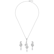 Load image into Gallery viewer, Silver Necklace Set, Diamond Pendant Jewelry, Cubic Zirconia Necklace, Sterling Silver Jewelry Set, Elegant Necklace and Earrings, OLLUU Jewelry Collection, High-Quality Silver Accessories, Rhodium-Coated Jewelry, Non-Allergenic Necklace Set, 925 Stamped Silver Set, Authentic Diamond Jewelry, Luxury Necklace Ensemble, Statement Necklace and Earrings, Marquise Diamond Pendant, Round Diamond Accents, Timeless Elegance Jewelry, Fashionable Silver Set, Premium Necklace Collection,