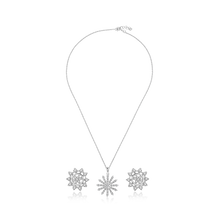 Load image into Gallery viewer, Snowflake Necklace Set, Sterling Silver Jewelry, Diamond Accent Necklace, Cubic Zirconia Earrings, Rhodium-Coated Jewelry, Adjustable Rope Chain, Non-Allergic Jewelry, 925 Stamped Silver, Authenticity Certificate, High-Quality Jewelry Set, Elegant Necklace and Earrings, Versatile Jewelry Set, Statement Jewelry, Luxury Jewelry Collection, Fashionable Necklace Set, Premium Silver Accessories, Gift Idea for Her, Sparkling Diamond Jewelry, Stylish Jewelry Ensemble, Timeless Beauty Necklace Set,