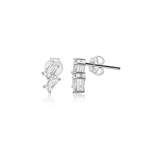 Silver Stud Earrings, Cubic Zirconia Jewelry, Emerald Cut Diamonds, Sterling Silver Accessories, OLLUU Earrings, High-Quality CZ Earrings, Rhodium Coated Silver, Non-Allergenic Earrings, 925 Stamped Jewelry, Authentic Silver Earrings, Exquisite Craftsmanship, Designer Silver Jewelry, Women's Fashion Earrings, Premium CZ Earrings, Statement Earrings, Unique Jewelry Designs, Elegant Silver Studs, Fashionable Silver Earrings, Gift Ideas for Her, Rhodium Plated Silver,