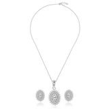 Radiant OLLUU Silver Eye Necklace Set Genuine 925 Stamped Adjustable Chain